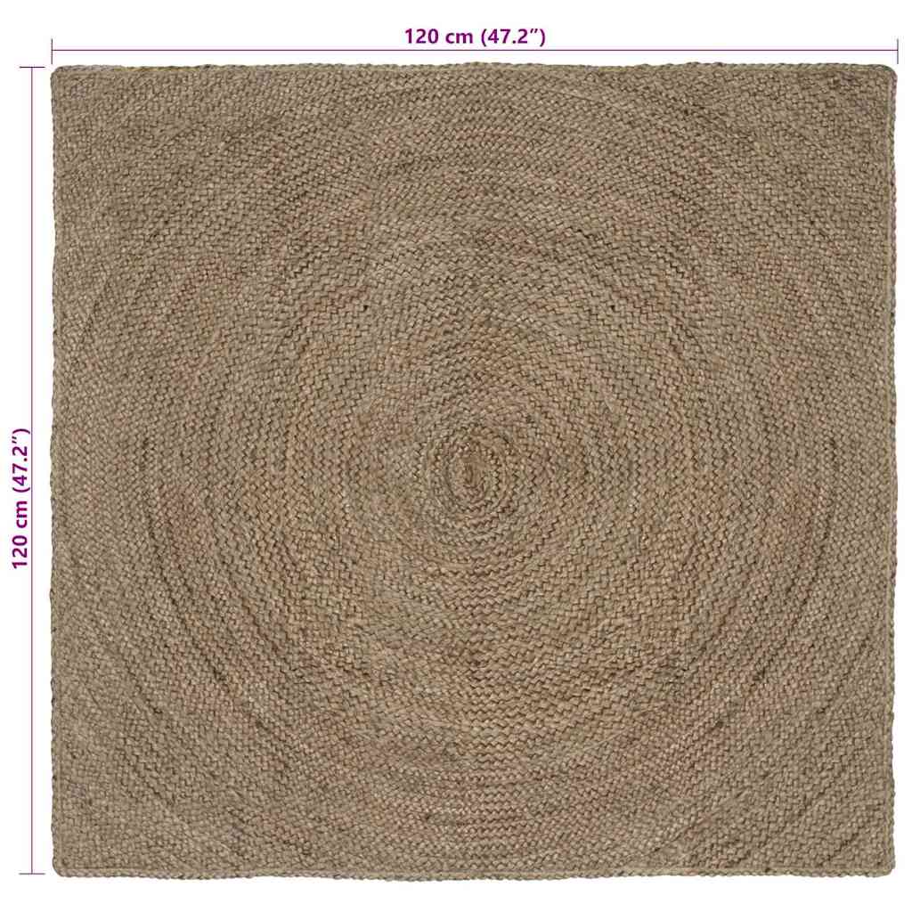 vidaXL Bereichsteppiche Quadratisch Grau 120 x 120 cm Jute