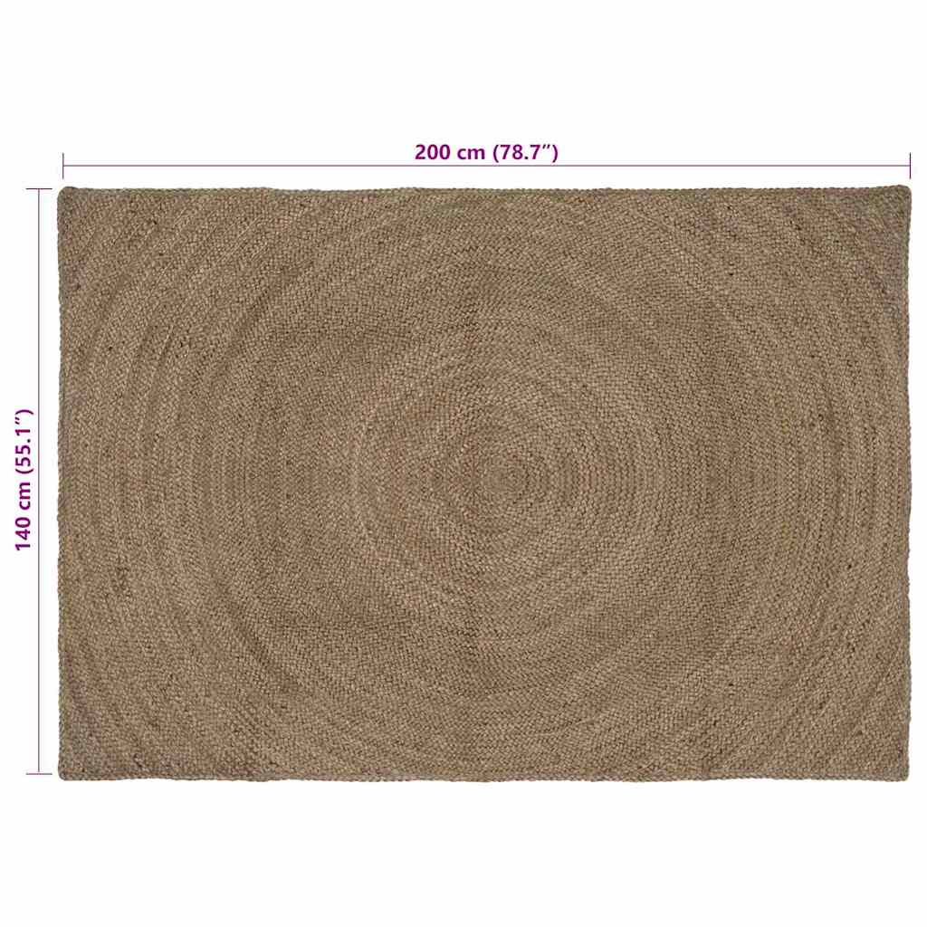 vidaXL Bereichsteppiche Rechtwinklig Grau 140 x 200 cm Jute