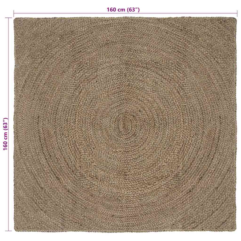 vidaXL Bereichsteppiche Quadratisch Grau 160 x 160 cm Jute