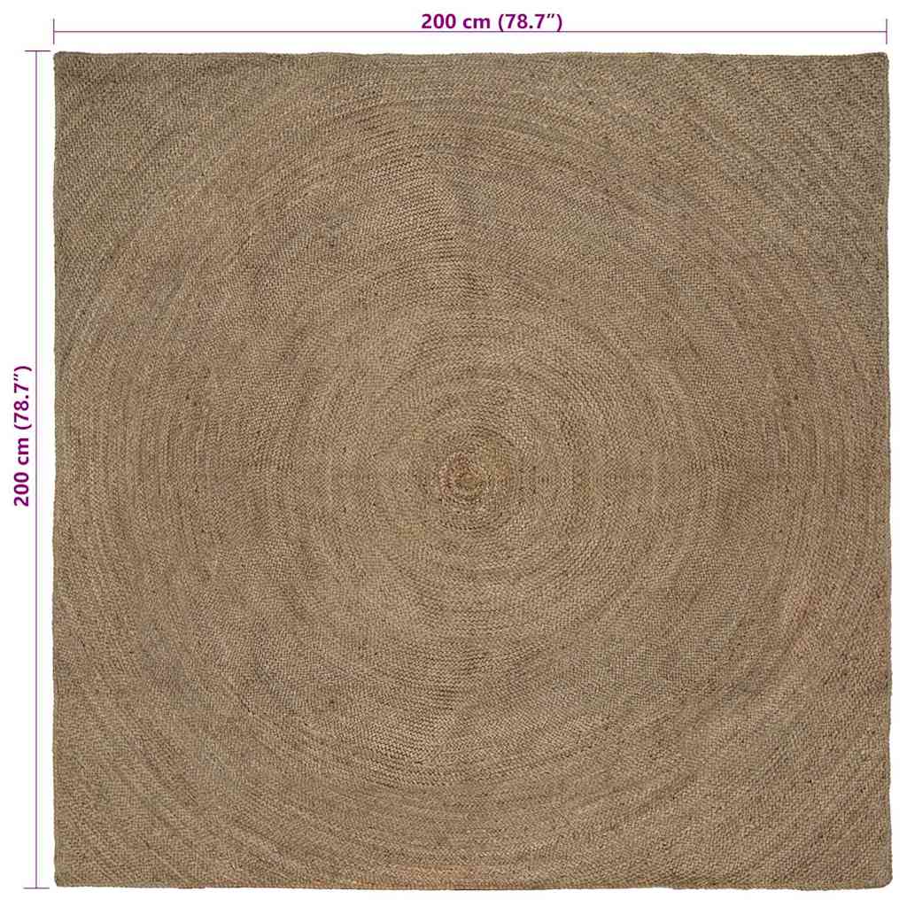 vidaXL Bereichsteppiche Quadratisch Grau 200 x 200 cm Jute