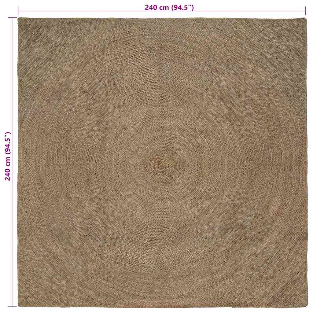 vidaXL Bereichsteppiche Quadratisch Grau 240 x 240 cm Jute