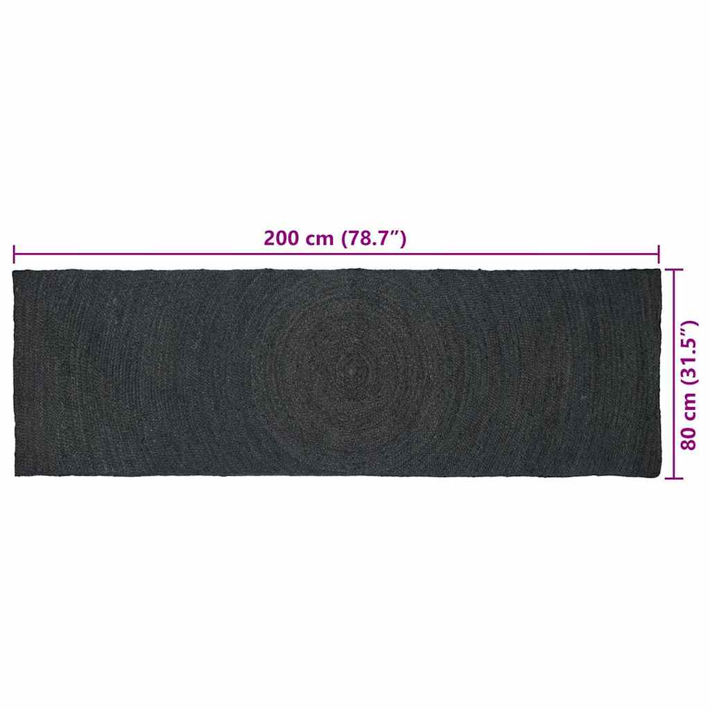 vidaXL Bereichsteppiche Rechtwinklig Dunkelgrau 80 x 200 cm Jute