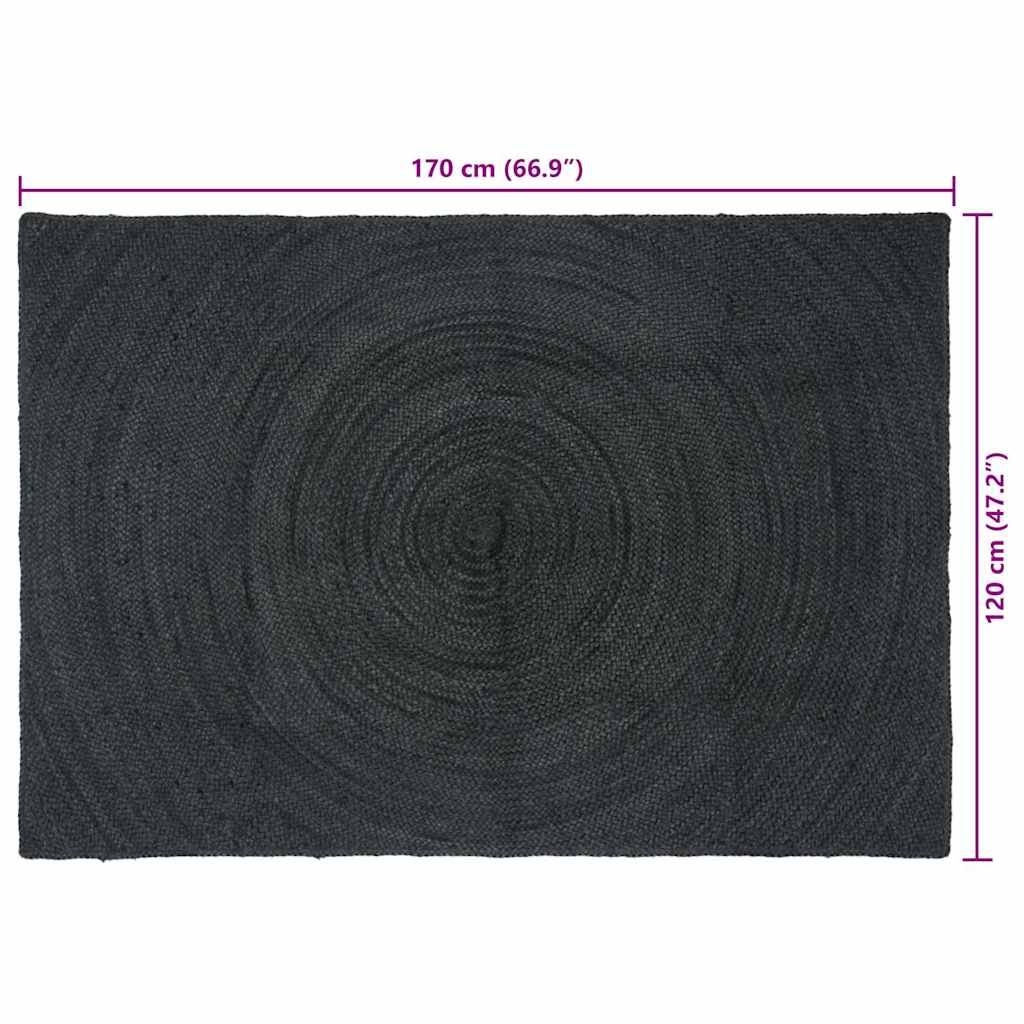 vidaXL Bereichsteppiche Rechtwinklig Dunkelgrau 120 x 170 cm Jute