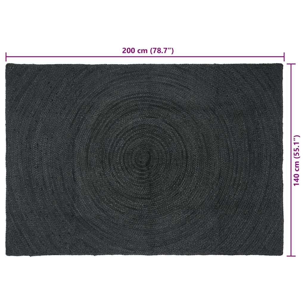 vidaXL Bereichsteppiche Rechtwinklig Dunkelgrau 140 x 200 cm Jute