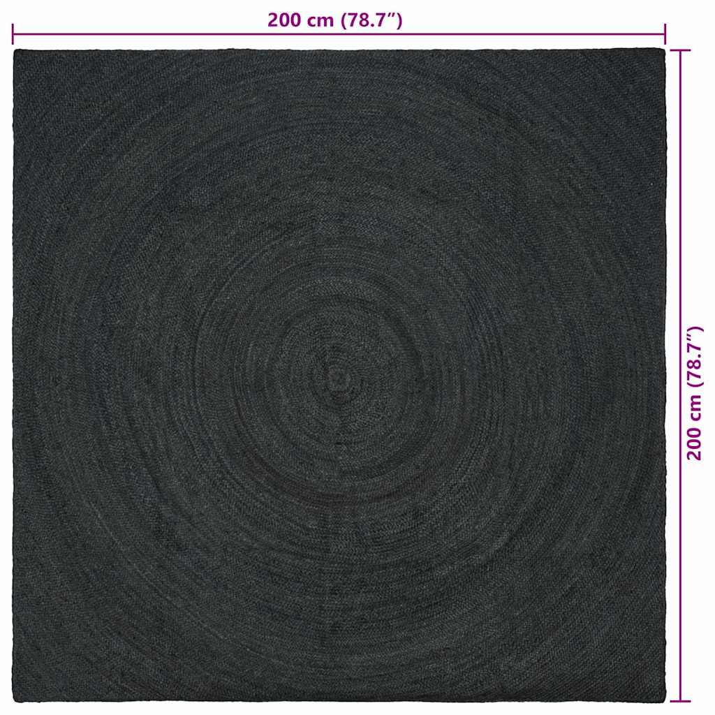 Bereichsteppiche Quadratisch Dunkelgrau 200 x 200 cm Jute