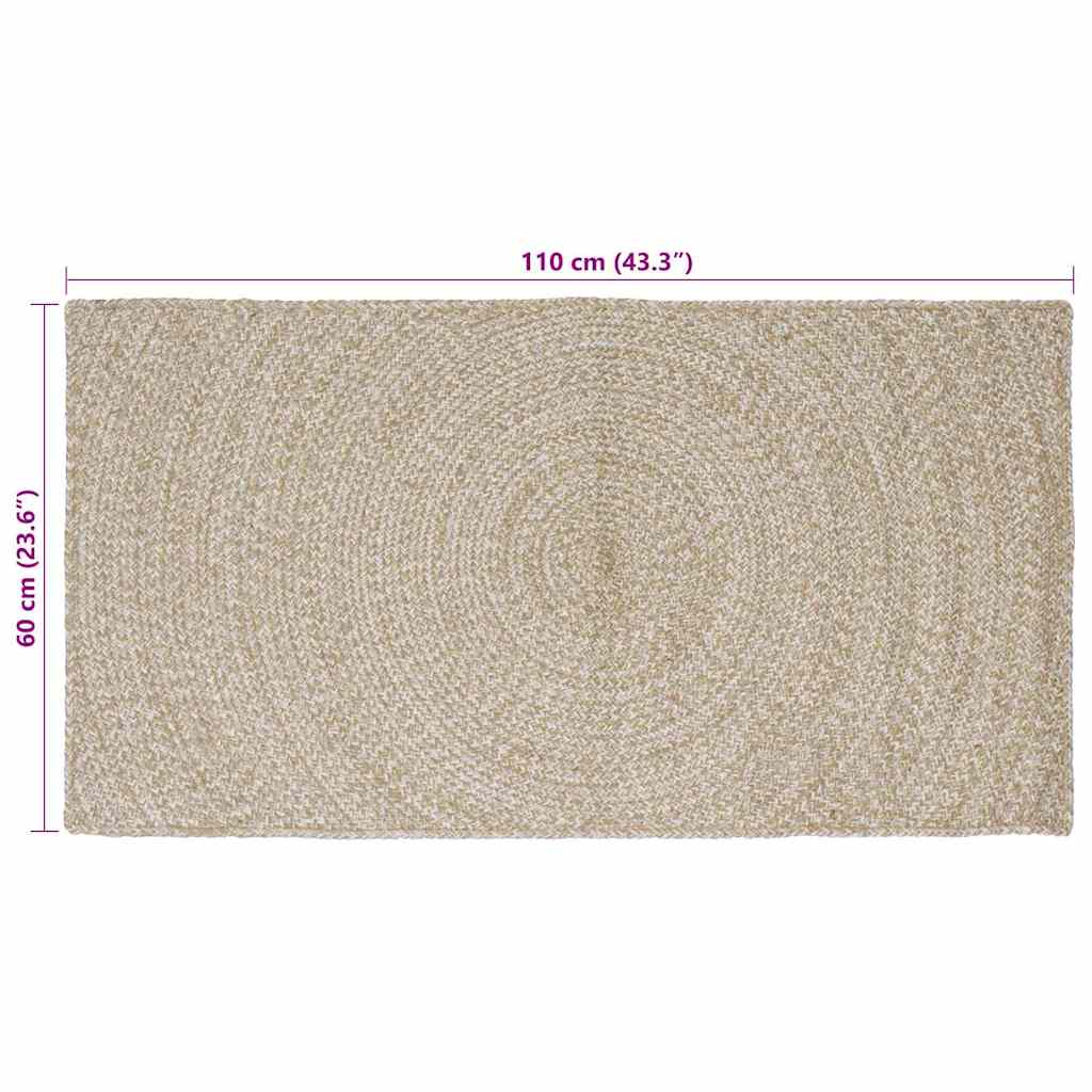 vidaXL Bereichsteppiche Natürlich und Weiß 60 x 110 cm Jute