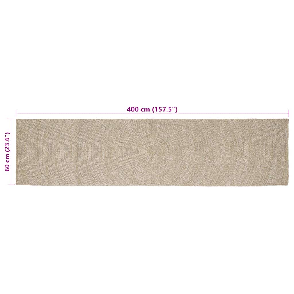 vidaXL Bereichsteppiche Natürlich und Weiß 60 x 400 cm Jute
