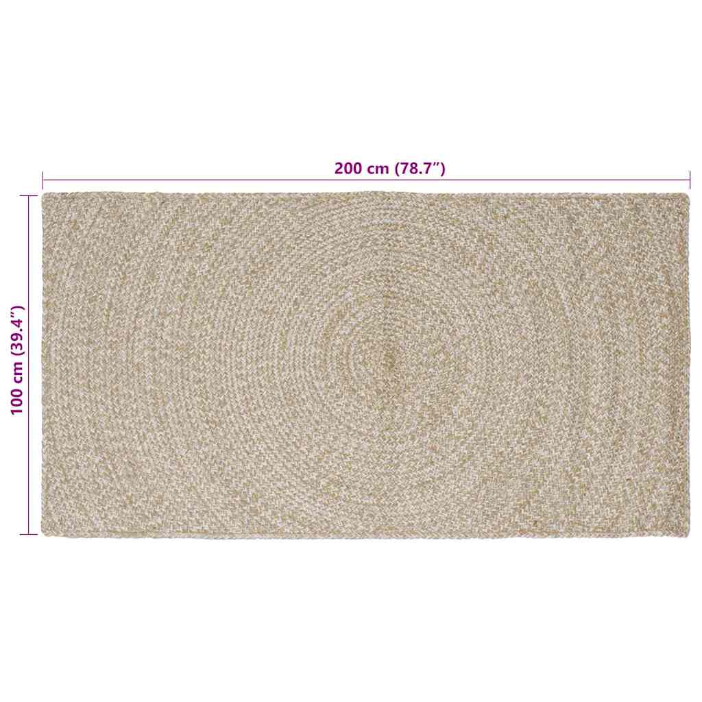 vidaXL Bereichsteppiche Natürlich und Weiß 100 x 200 cm Jute