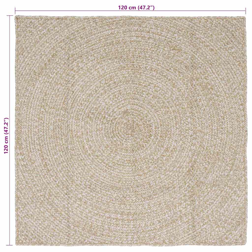 vidaXL Bereichsteppiche Natürlich und Weiß 120 x 120 cm Jute