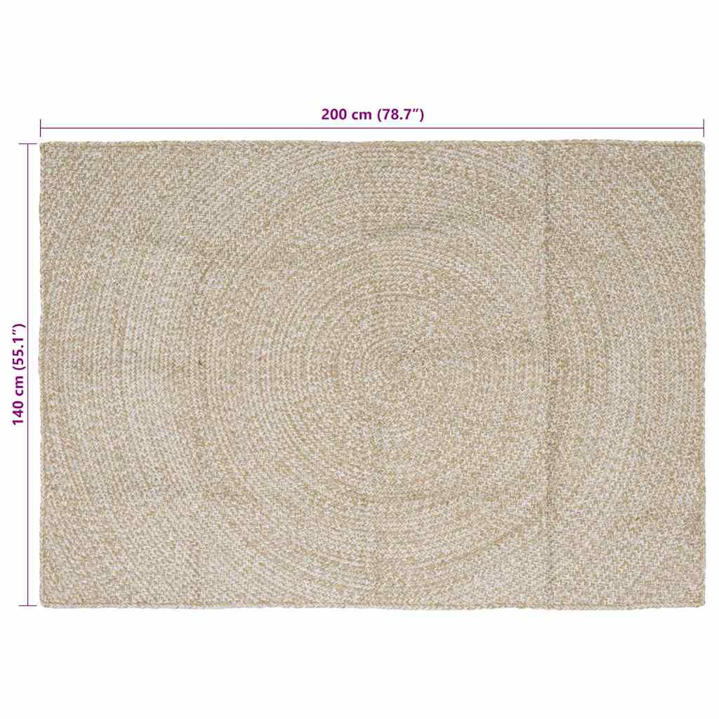Bereichsteppiche Natürlich und Weiß 140 x 200 cm Jute