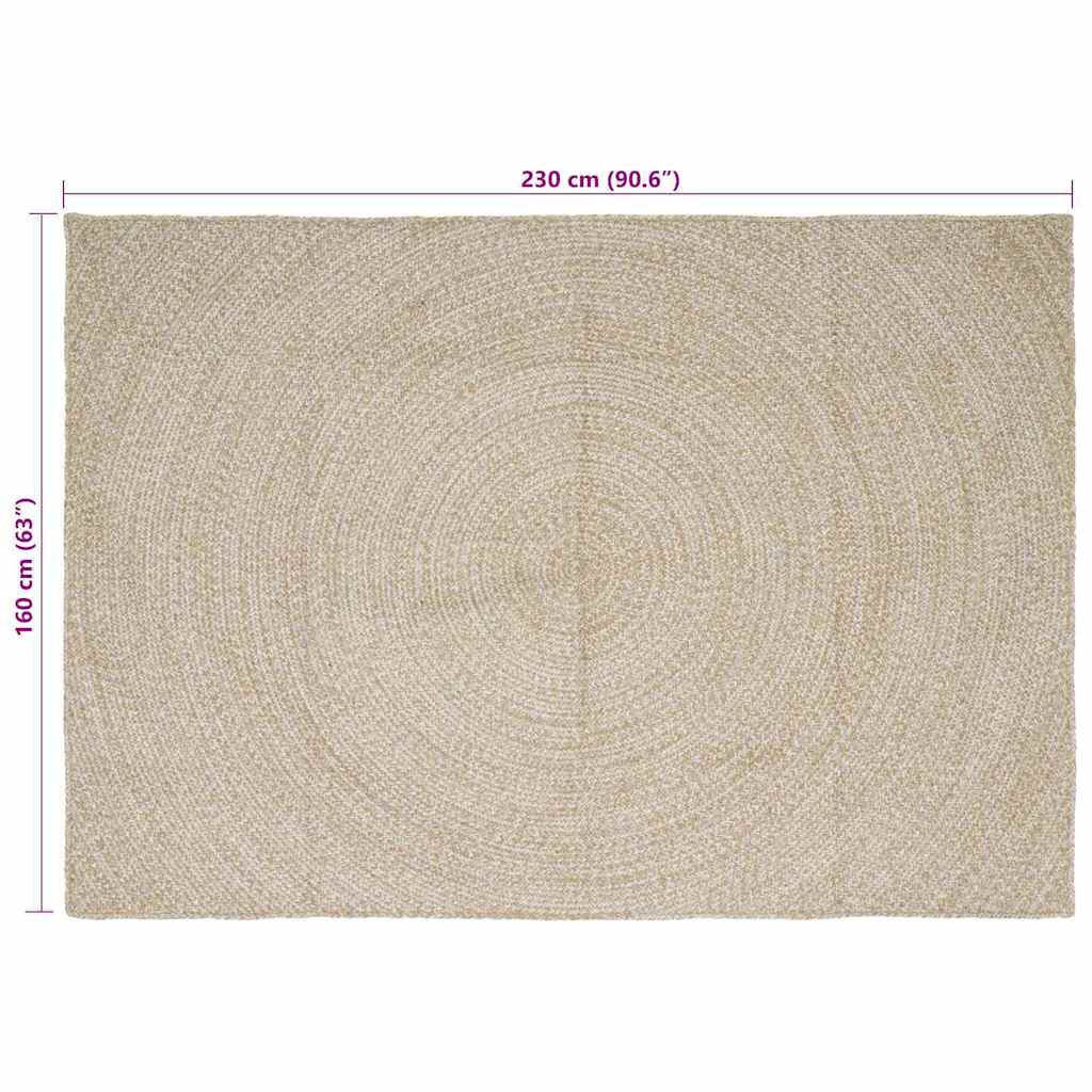 vidaXL Bereichsteppiche Natürlich und Weiß 160 x 230 cm Jute
