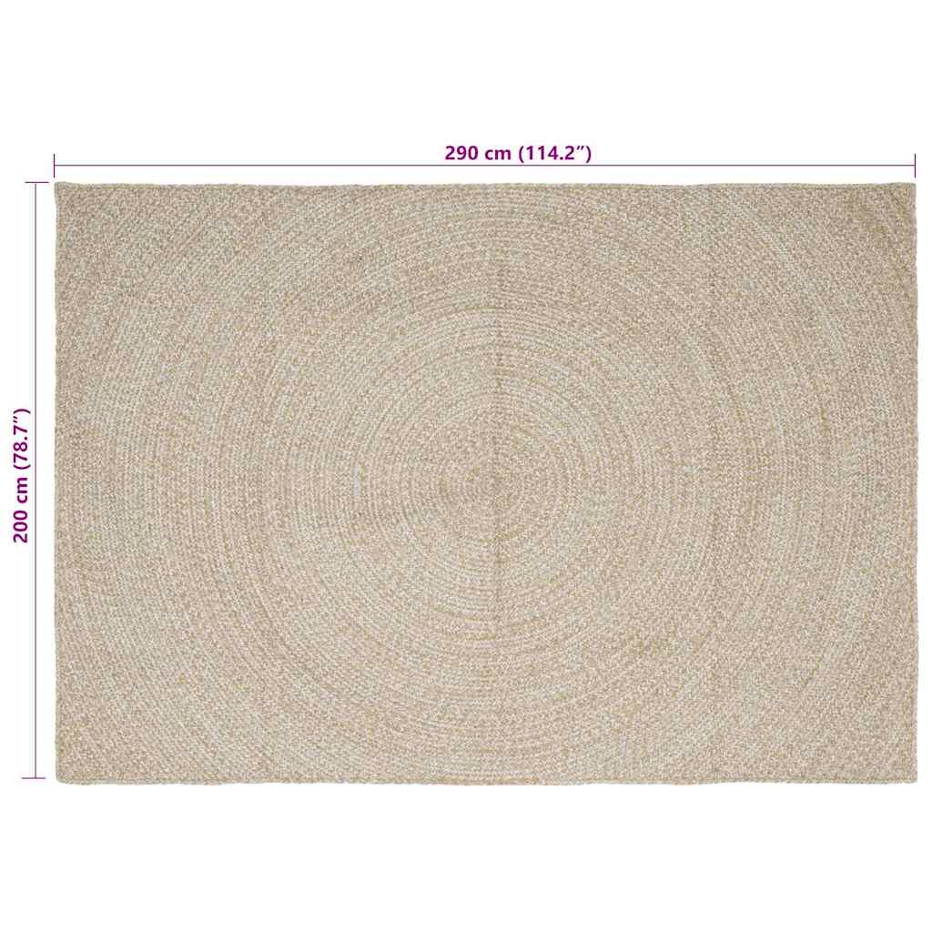 vidaXL Bereichsteppiche Natürlich und Weiß 200 x 290 cm Jute