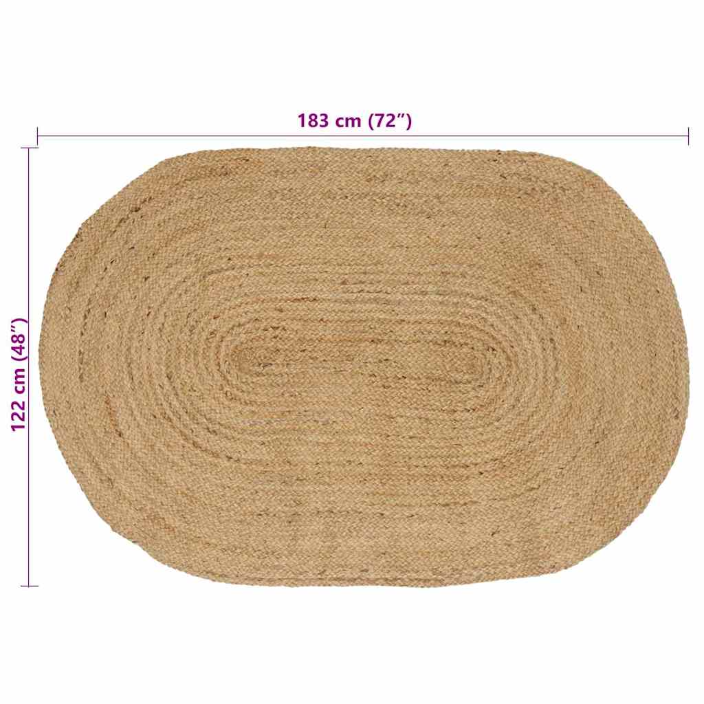 vidaXL Tapis de sol ovales naturels 122 x 183 cm Jute