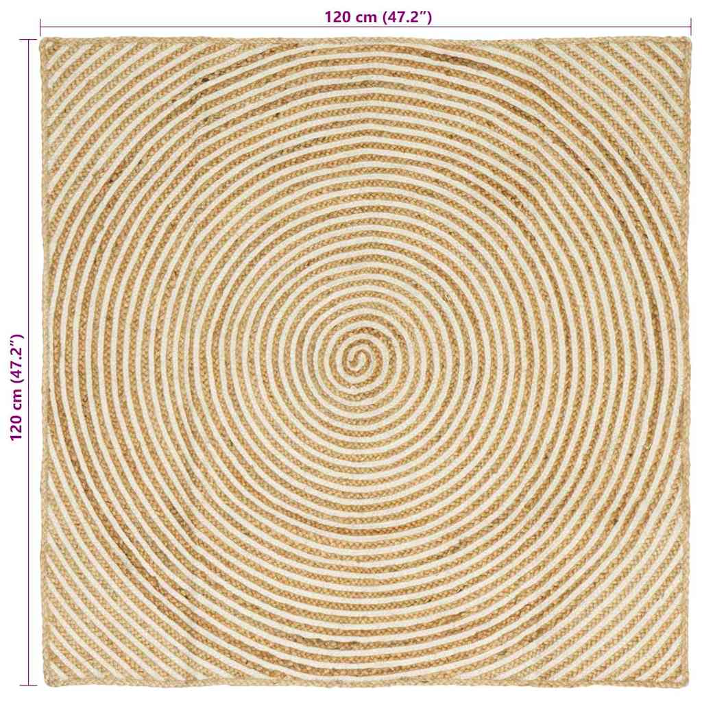 vidaXL Teppich Natürlich und Weiß 120 x 120 cm Jute