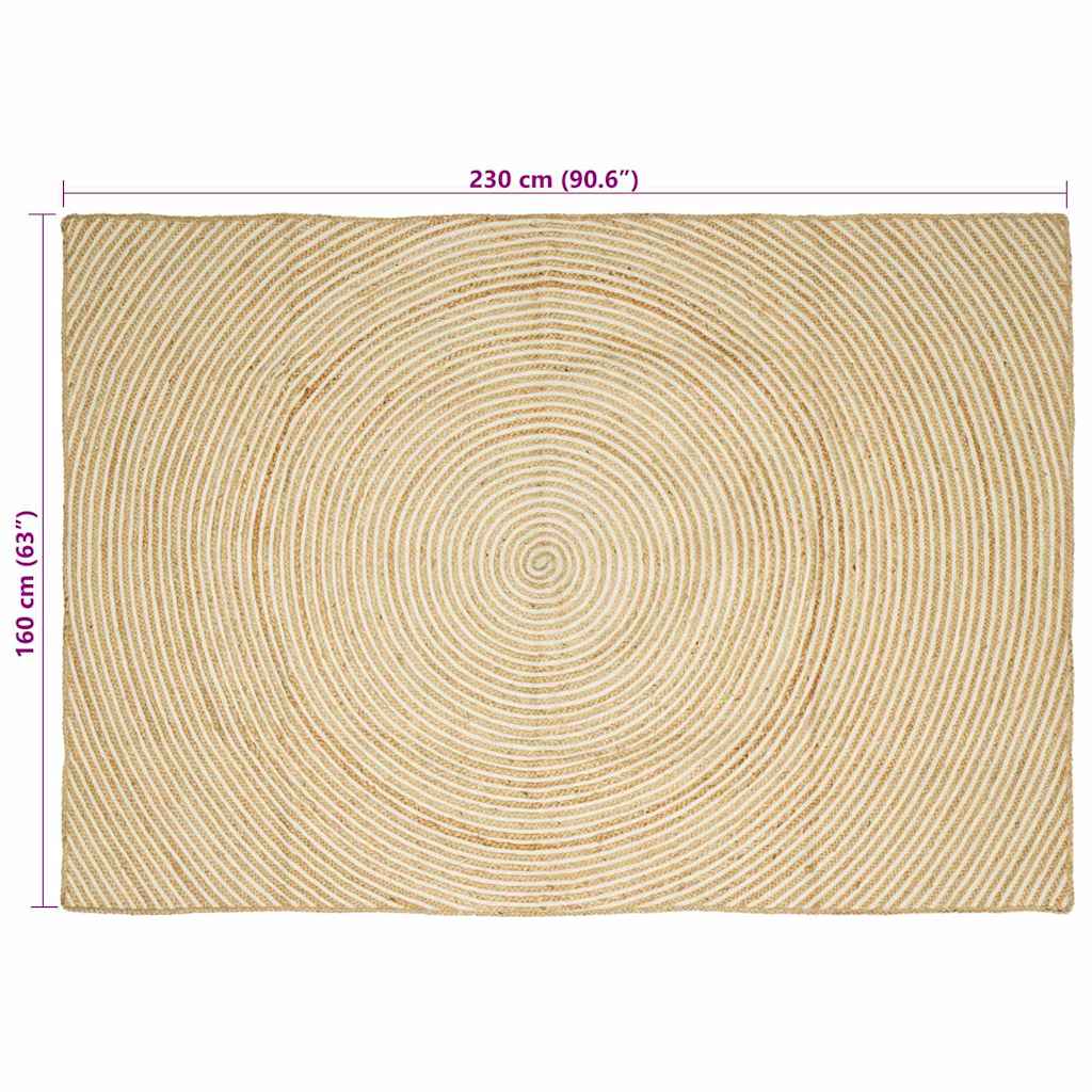 vidaXL Teppich Natürlich und Weiß 160 x 230 cm Jute