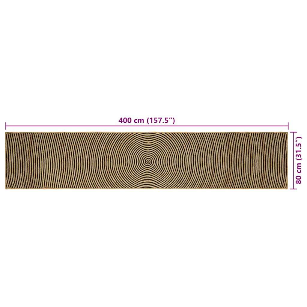 vidaXL Teppich Natürlich und Schwarz 80 x 400 cm Jute