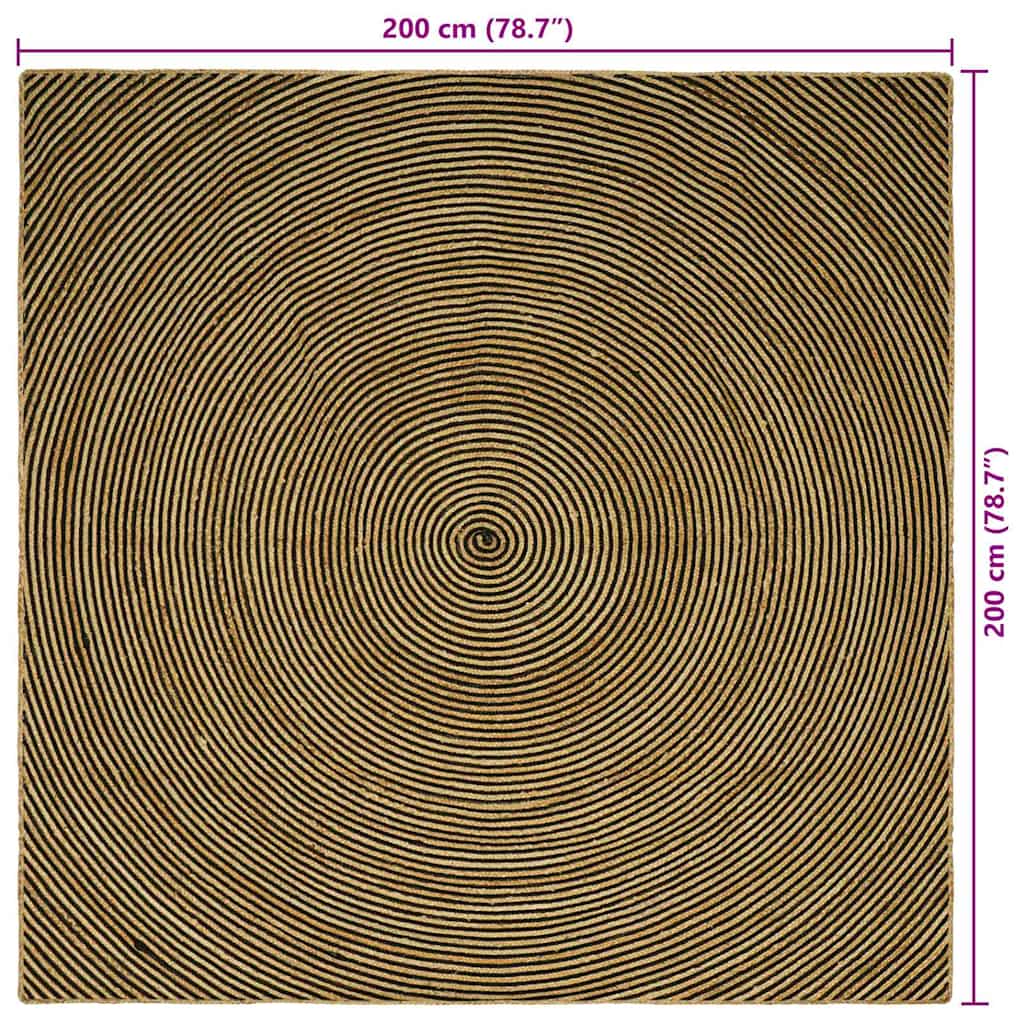 vidaXL Teppich Natürlich und Schwarz 200 x 200 cm Jute