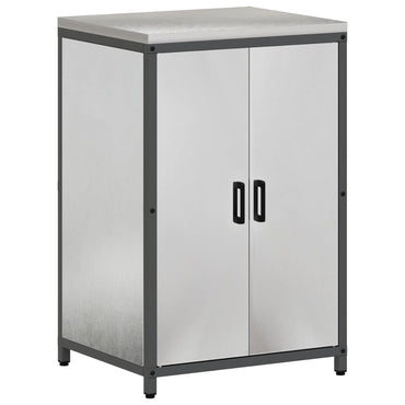 vidaXL Küchenaufbewahrung mit Regal Silber 60 x 50 x 92 cm Stahl