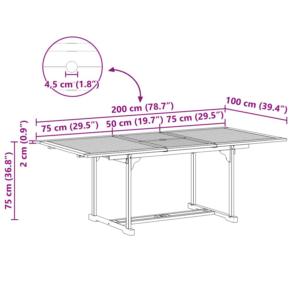 vidaXL Garten Essgruppe 7 pcs Braun Massivholz Teak