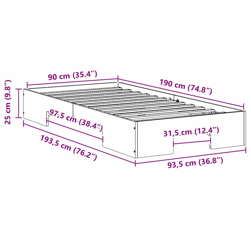 Bettgestell Weiß 90 x 190 cm