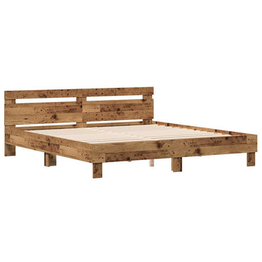 vidaXL Bettgestell mit Kopfteil Altholz 180 x 200 cm Holzwerkstoff
