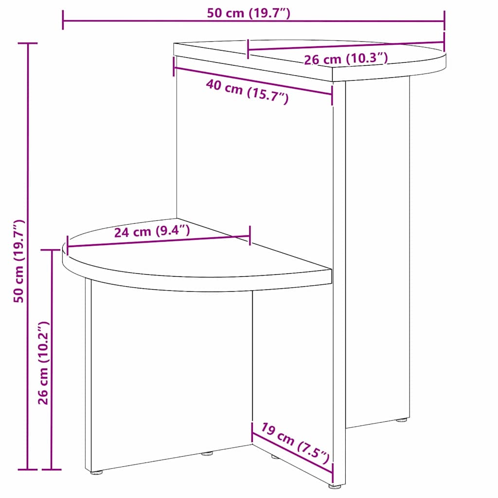 vidaXL Couchtisch Natur 50 x 40 x 50 cm Massivholz Kiefer