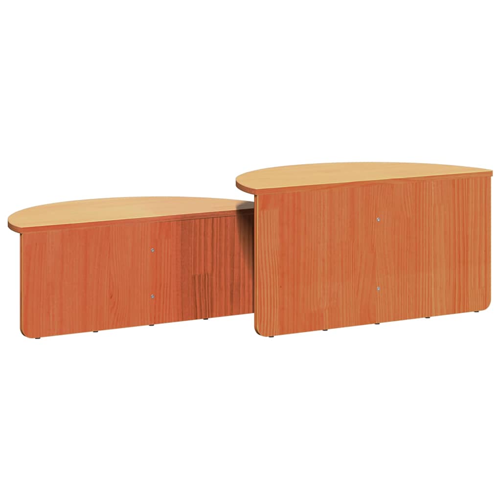 Couchtisch 2 pcs Wachsbraun Massivholz Kiefer