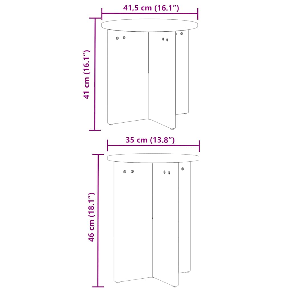 vidaXL Couchtisch 2 pcs Natur