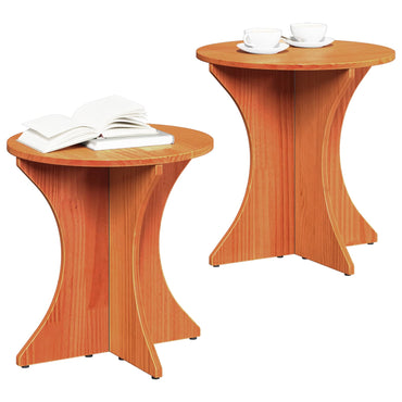 vidaXL Couchtisch 2 pcs Wachsbraun Massivholz Kiefer