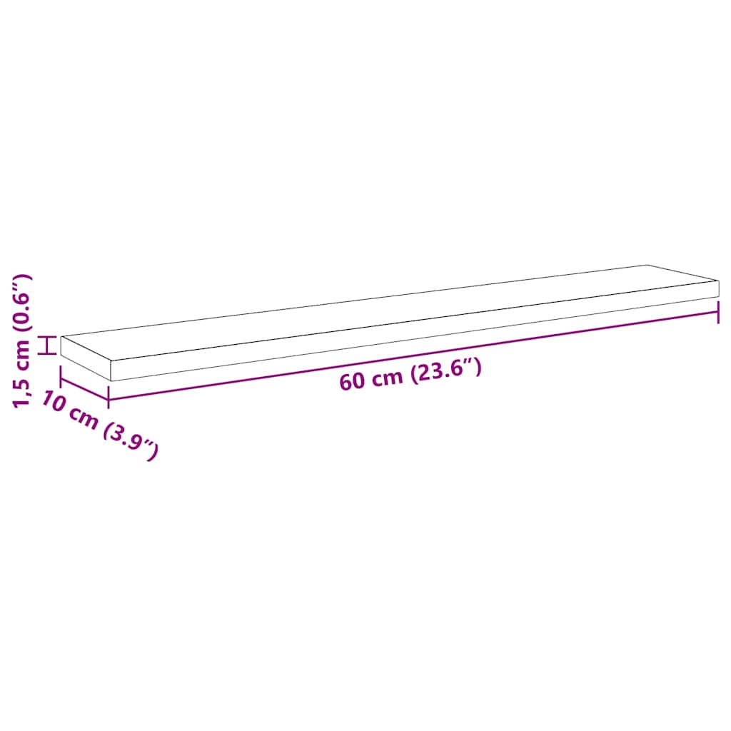vidaXL Regalbrett 4 pcs Schwarz 60 x 10 x 1,5 cm Holzwerkstoff