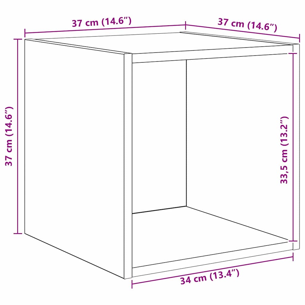 vidaXL Armoire murale Noir aspect chêne 37 x 37 x 37 cm Bois d'ingénierie