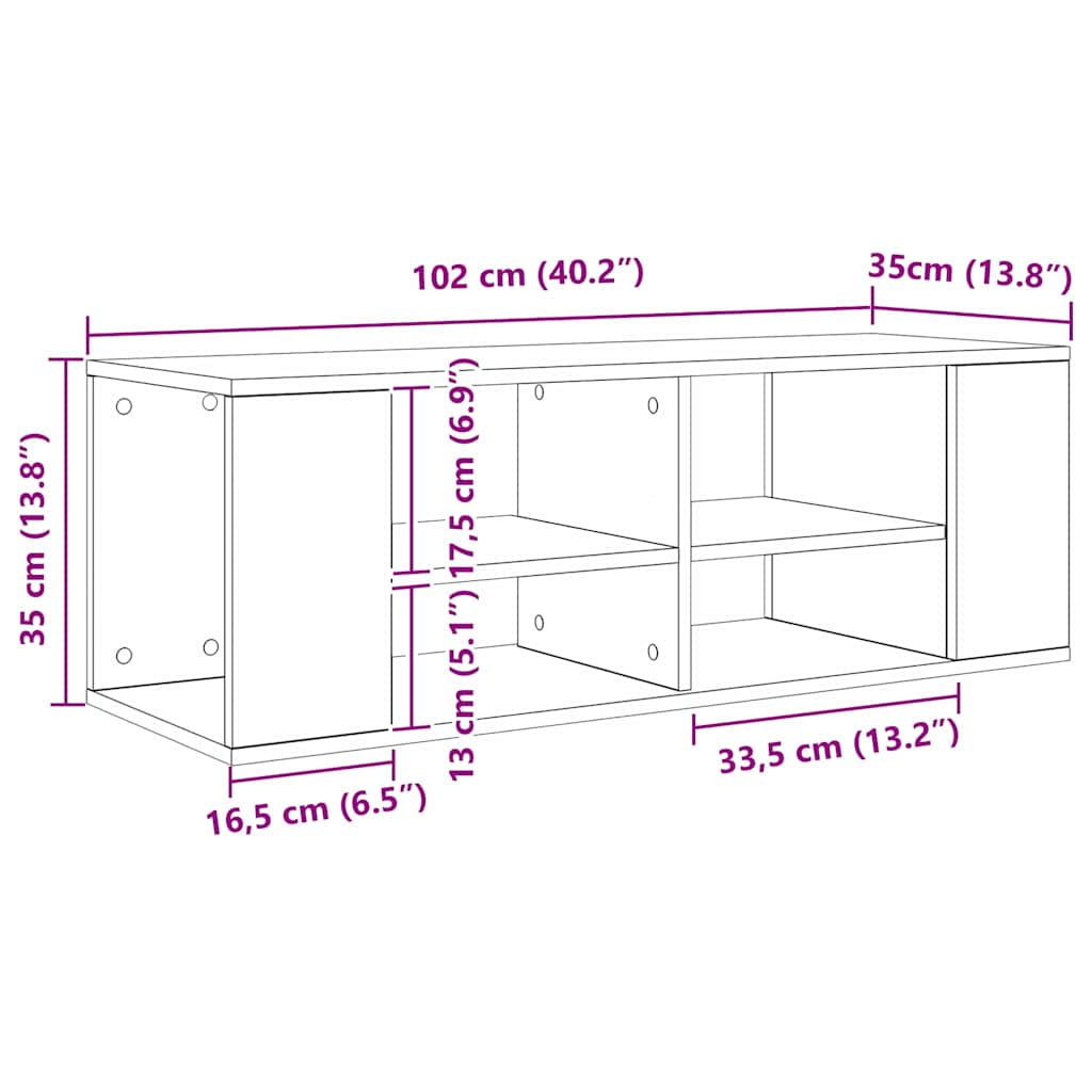 vidaXL TV-Schrankset Artisan-Eiche 102 x 35 x 35 cm Holzwerkstoff