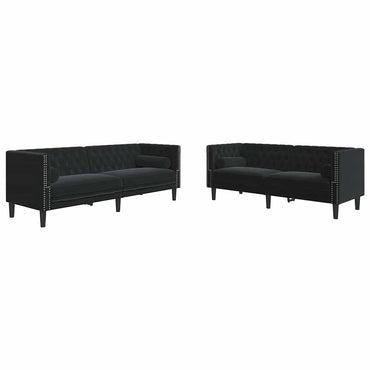 vidaXL Wohnzimmer Couch 2 pcs Schwarz 194 x 74,5 x 70,5 cm Samt