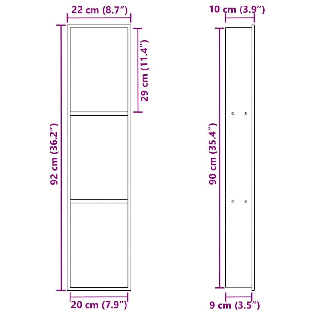 vidaXL Duschnische Schwarz 90 x 20 x 9,5 cm Edelstahl