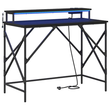 vidaXL Schreibtisch mit Regal Schwarz Eichen-Optik 100 x 50 x 86,5 cm