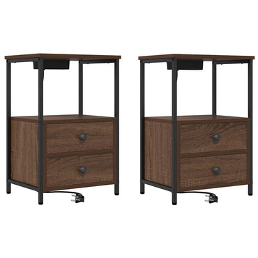 vidaXL Nachttisch 2 pcs Braun Eichen-Optik 40 x 31 x 60 cm