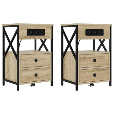 vidaXL Nachttisch 2 pcs Sonoma-Eiche 40 x 31 x 60 cm Holzwerkstoff