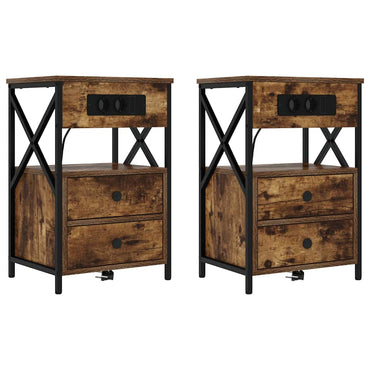 vidaXL Nachttisch 2 pcs Geräucherte Eiche 40 x 31 x 60 cm