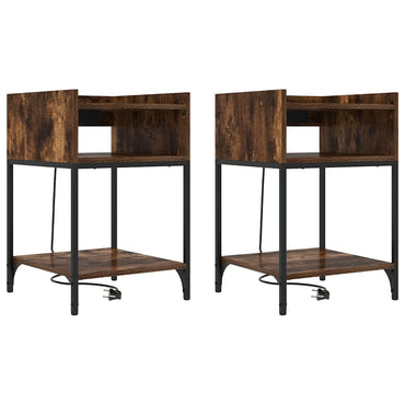 vidaXL Tables de chevet avec étagère 2 pcs Chêne fumé 40 x 40 x 61 cm