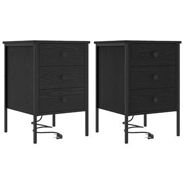vidaXL Nachttisch 2 pcs Schwarz Eichen-Optik 42 x 41 x 61 cm