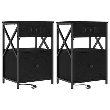 vidaXL Nachttisch 2 pcs Schwarz Eichen-Optik 40 x 31 x 60 cm