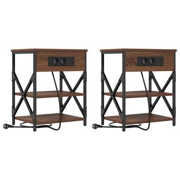 vidaXL Nachttisch mit Regal 2 pcs Braun Eichen-Optik 41 x 31 x 51 cm