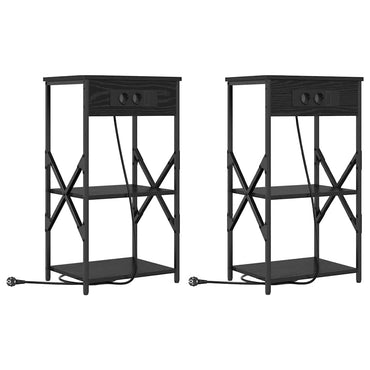 vidaXL Nachttisch mit Regal 2 pcs Schwarz Eichen-Optik 41 x 31 x 76 cm