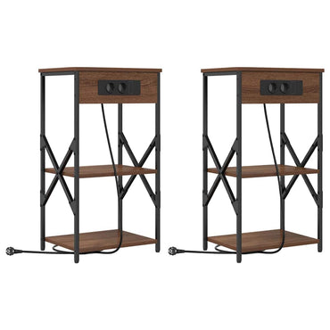 vidaXL Nachttisch mit Regal 2 pcs Braun Eichen-Optik 41 x 31 x 76 cm