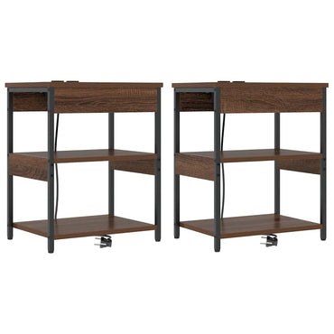 vidaXL Nachttisch 2 pcs Braun Eichen-Optik 41 x 31 x 51 cm