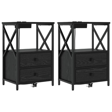 vidaXL Nachttisch 2 pcs Schwarz Eichen-Optik 40 x 31 x 60 cm