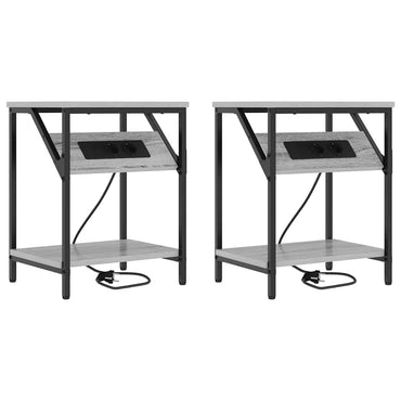 vidaXL Table de chevet 2 pcs Chêne sonoma gris 38 x 30 x 48 cm Bois d'ingénierie