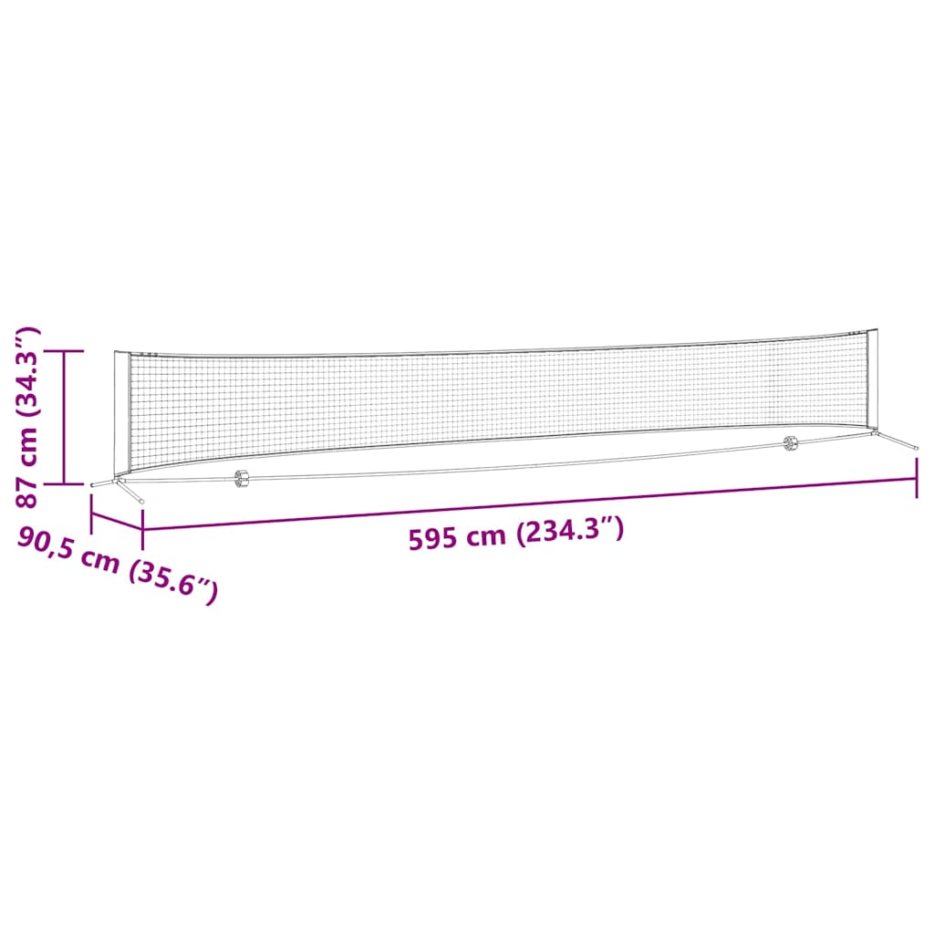 Tennisnetz Schwarz und Rot 595 x 90,5 x 87 cm Polyester