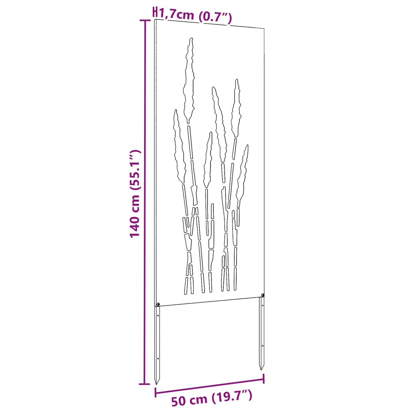 Garten Sichtschutz-Leinwand Floral Schwarz 50 x 140 cm
