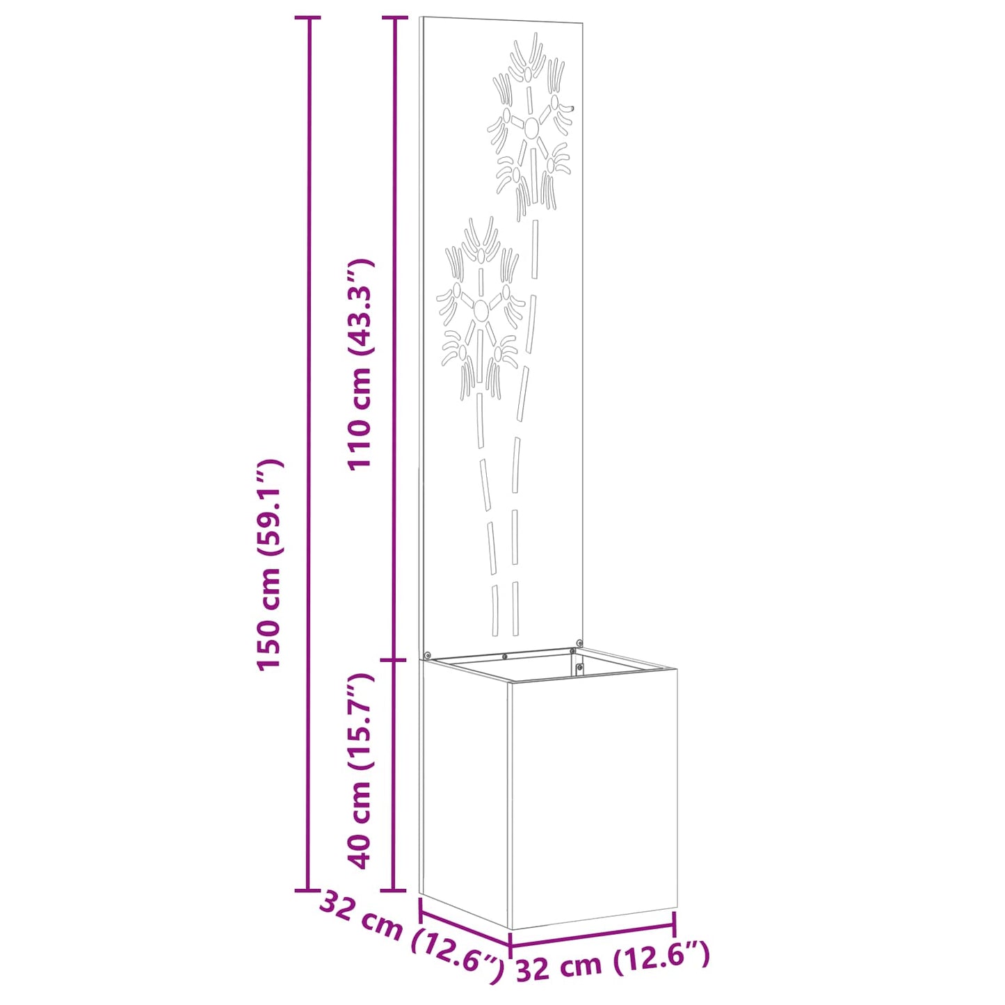 Garten Sichtschutz-Leinwand Anthrazit 32 x 32 x 150 cm